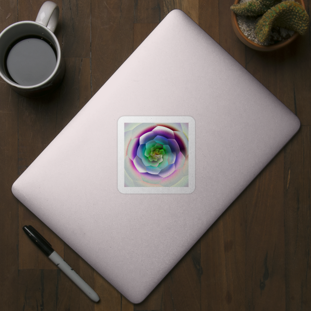 Rainbow Rose Floral Geometric by Moon Art